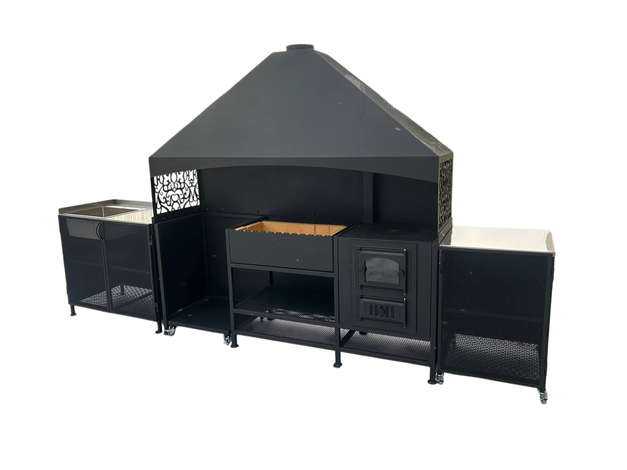 mangalnaya-zona-s-pechyu-i-mojkoj,-ulichnyij-barbekyu-kompleks,-mangal-s-tumbami-i-shkafami,-modul-pod-tandyir